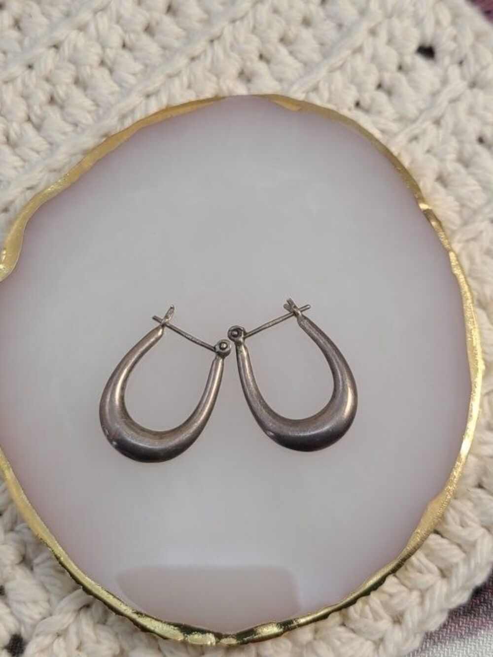 Sterling Silver Teardrop Hoop Earrings 925 Lightweight Oval Minimalist